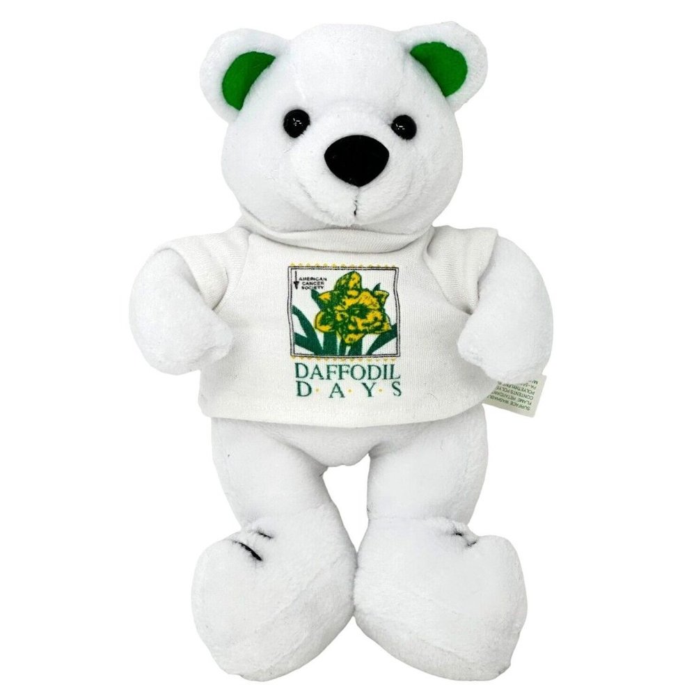 American Cancer Society White Bear Bean Bag Daffodil Days Stuffed Animal Toy 9"